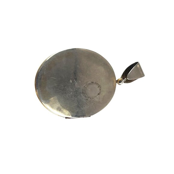 Vintage Oval Gold-Tone Filigree Locket Pendant With Romantic Scene & Silver Bail - Picture 2 of 6